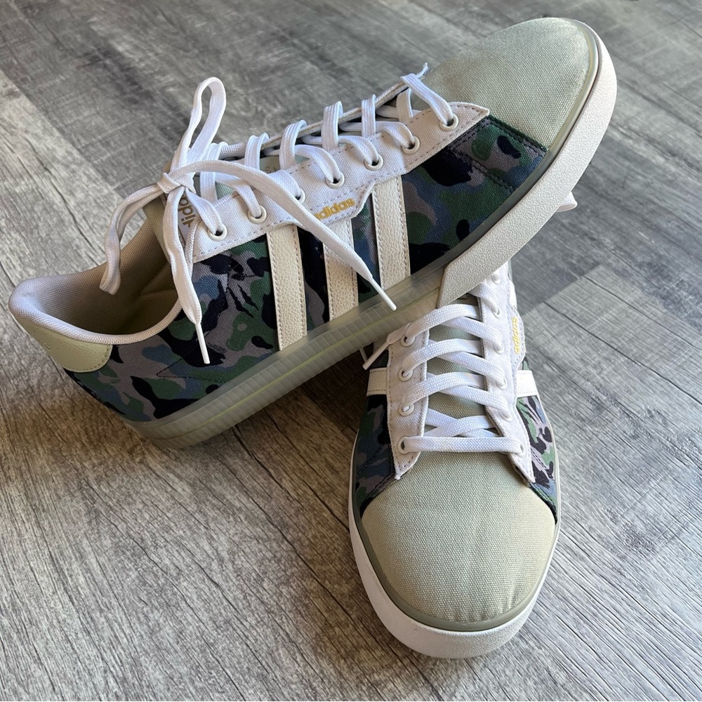 Adidas Men's Camouflage White and Green Daily 3.0 Skate Shoe Size 14